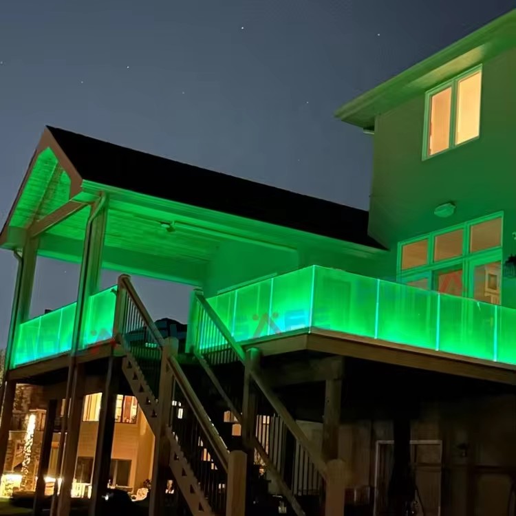 Led Lighted Frameless Aluminium Glass U Channel Railing System Stainless Steel Post Glass For Glass Balcony
