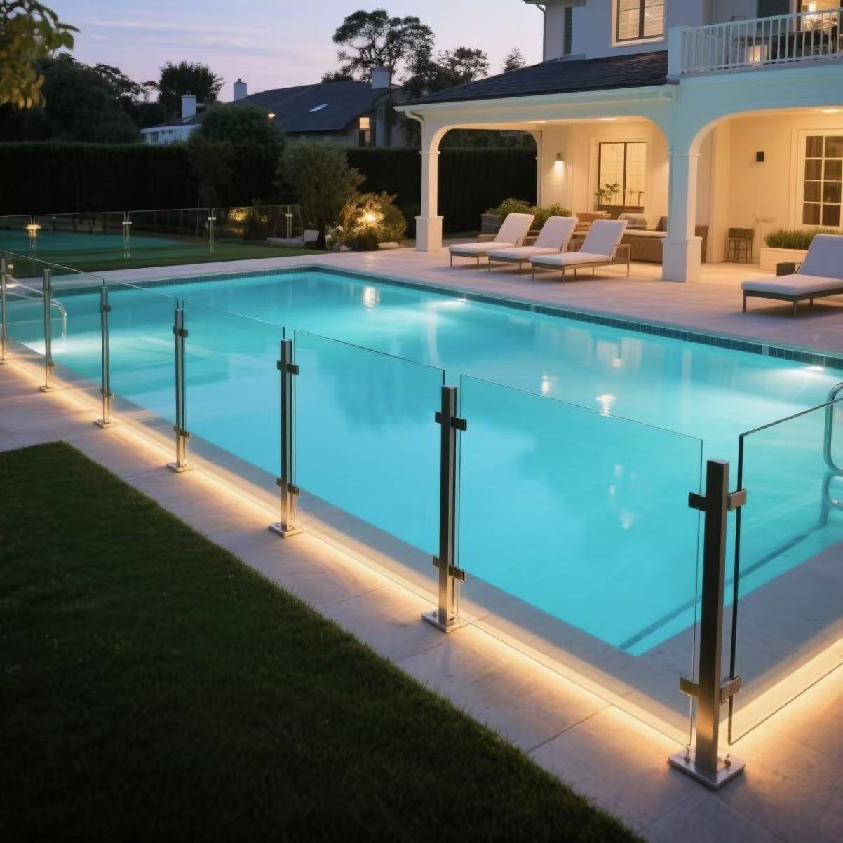 HDSAFE Glass Handrail Factory Balcony Glass Panel Terrace Aluminum U Channel Frameless Tempered Glass Railing Deck Balustrade