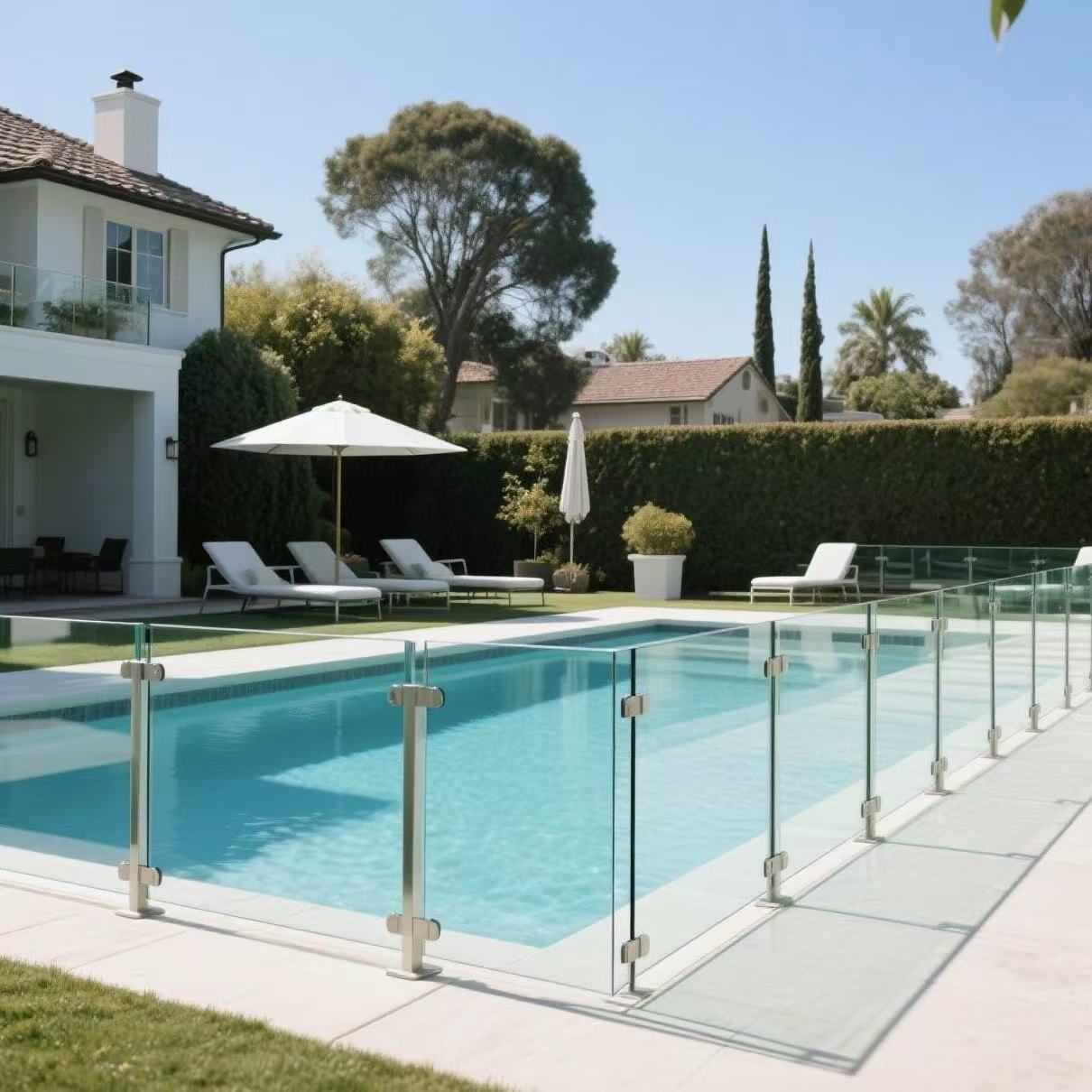 HDSAFE Villa Railing Balcony Fence Frameless Glass Handrail For Resort Apartment Aluminum Glass U Channel Glass Fence Deck Balustrade