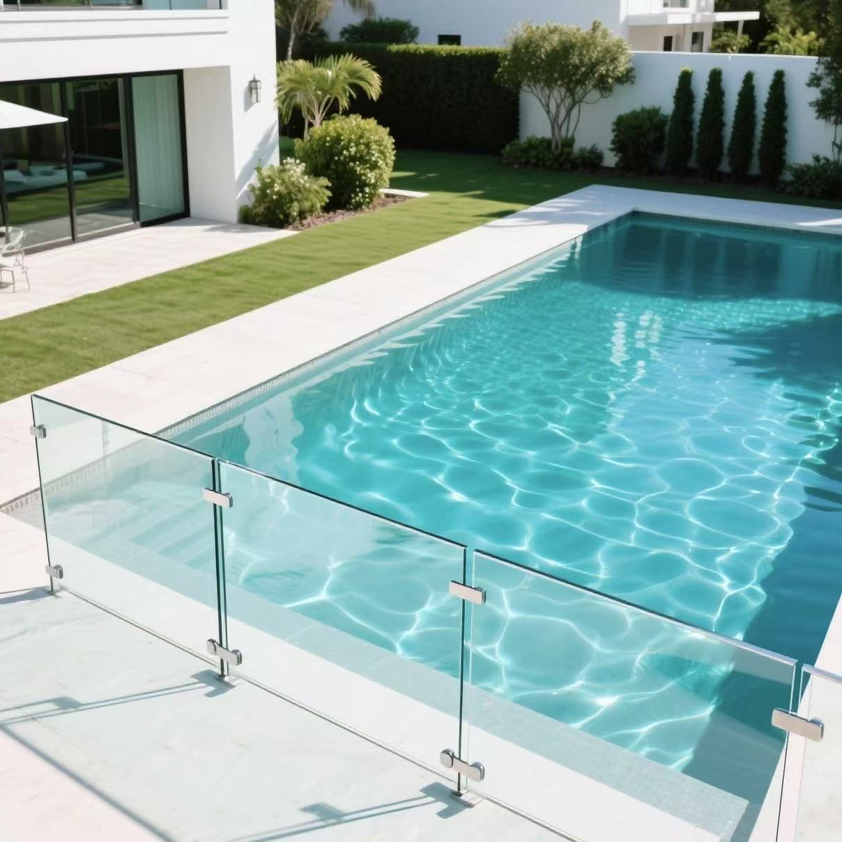 HDSAFE Villa Railing Balcony Fence Frameless Glass Handrail For Resort Apartment Aluminum Glass U Channel Glass Fence Deck Balustrade