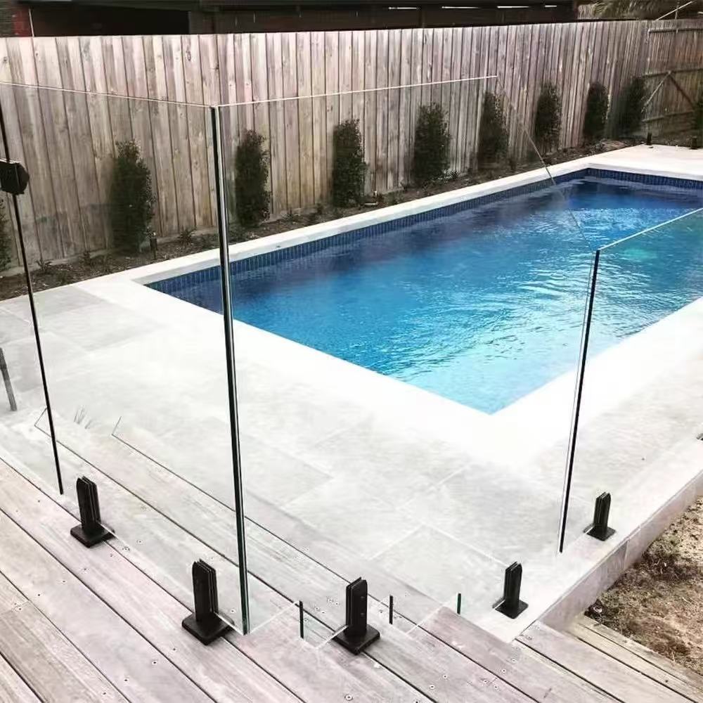 HDSAFE Villa Railing Balcony Fence Frameless Glass Handrail For Resort Apartment Aluminum Glass U Channel Glass Fence Deck Balustrade