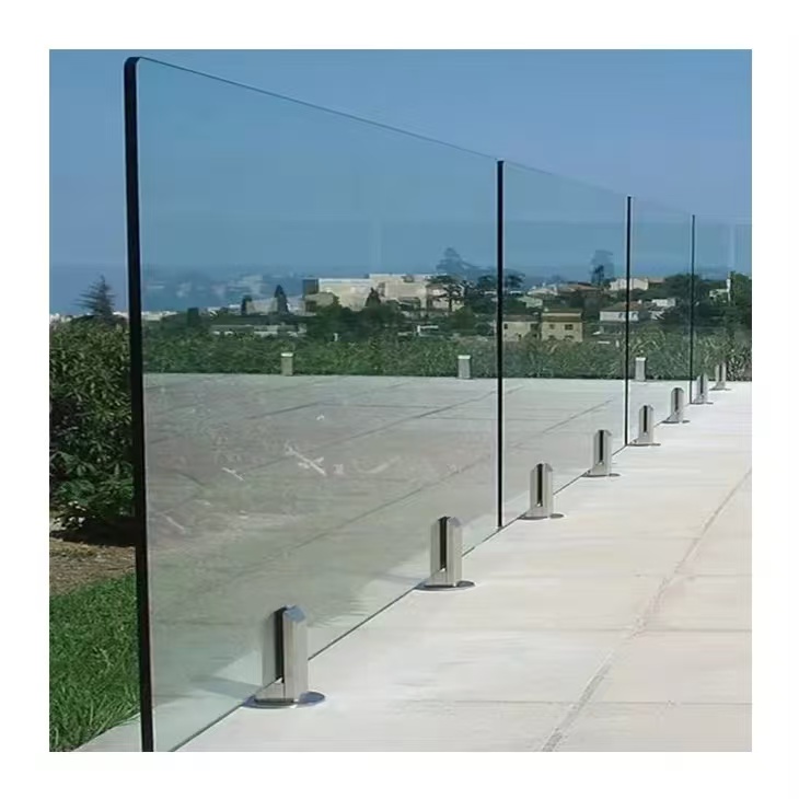 HDSAFE Villa Railing Balcony Fence Frameless Glass Handrail For Resort Apartment Aluminum Glass U Channel Glass Fence Deck Balustrade