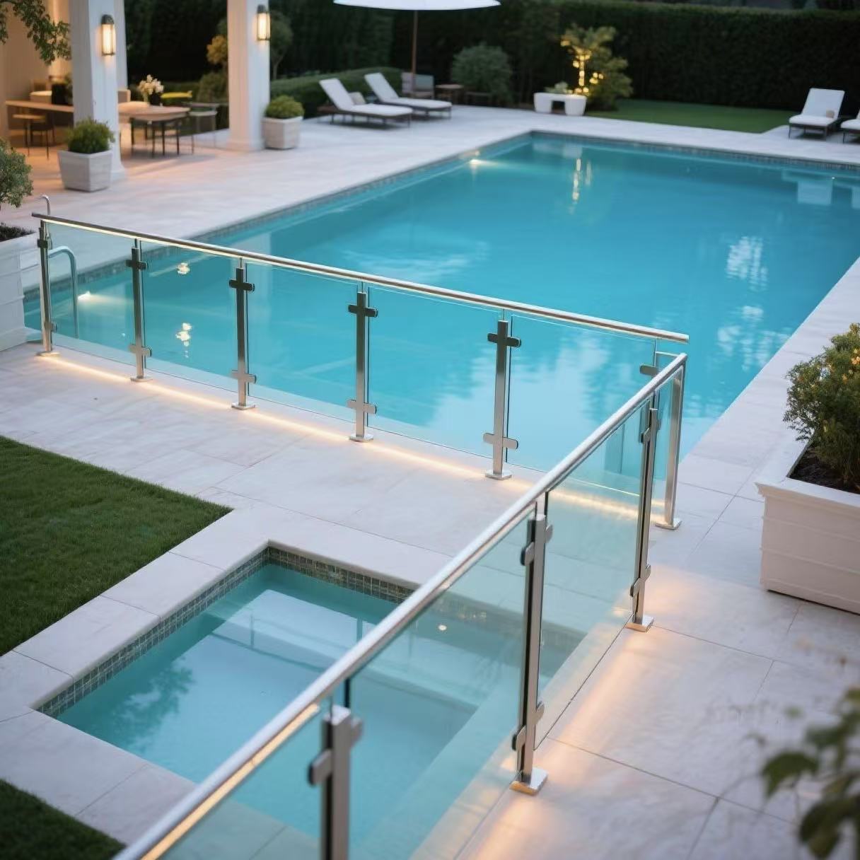 HDSAFE Glass Handrail Factory Balcony Glass Panel Terrace Aluminum U Channel Frameless Tempered Glass Railing Deck Balustrade