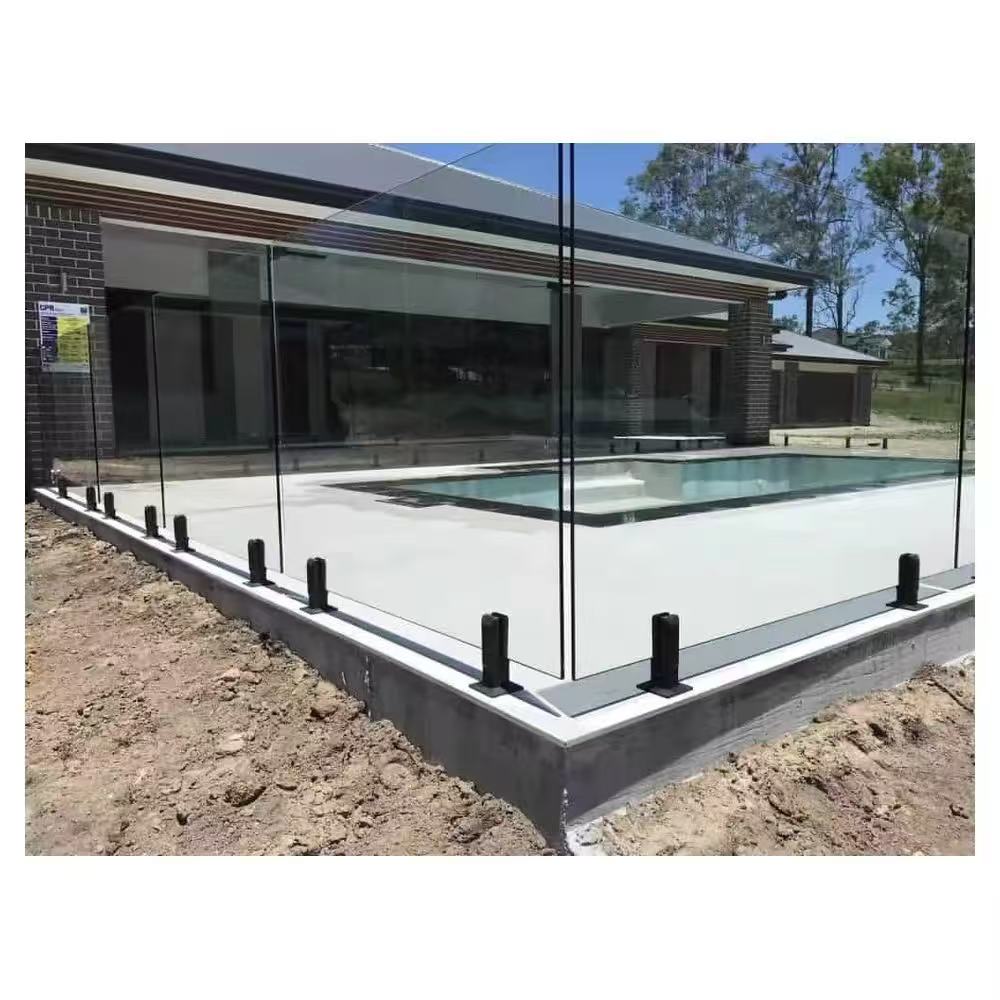 HDSAFE Villa Railing Balcony Fence Frameless Glass Handrail For Resort Apartment Aluminum Glass U Channel Glass Fence Deck Balustrade