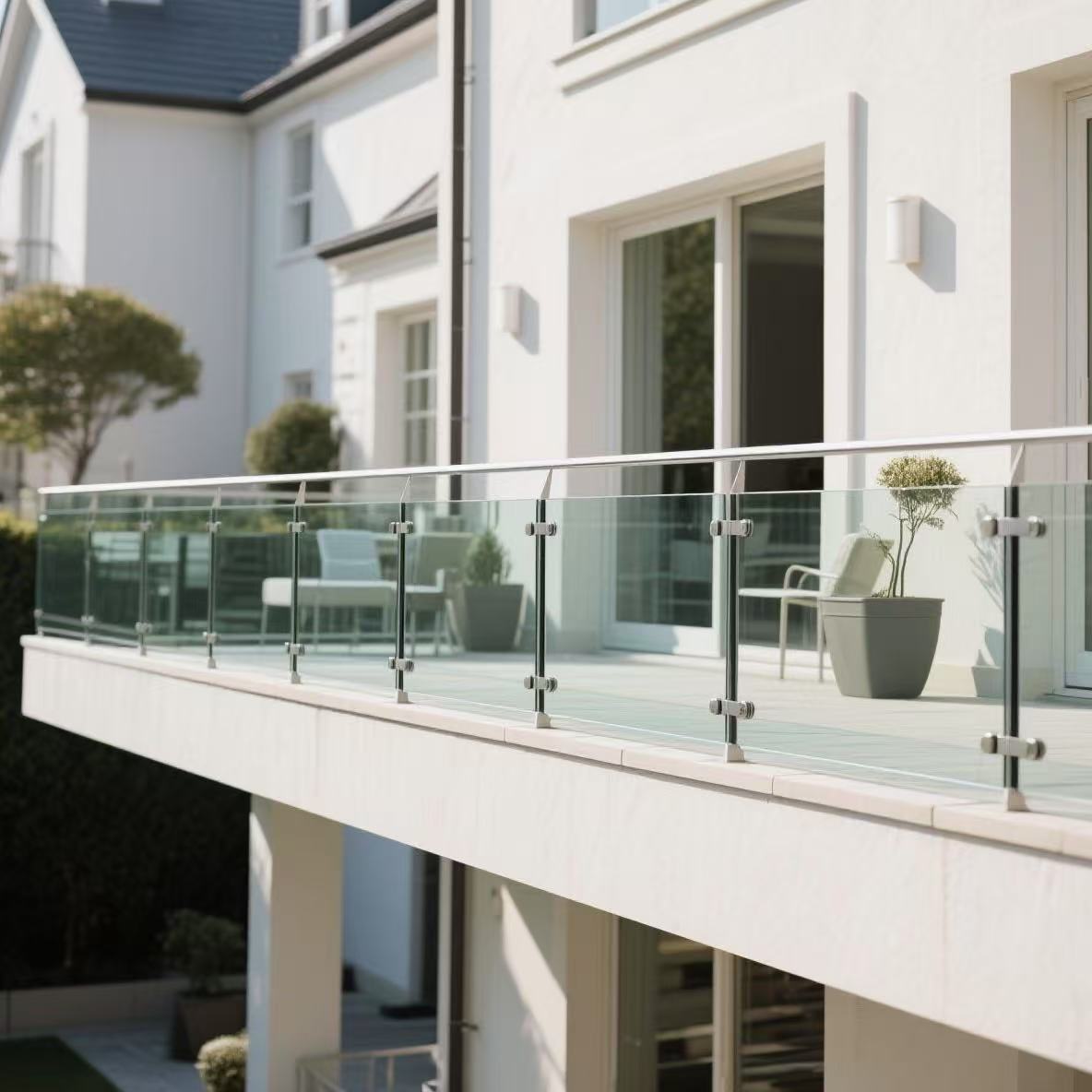 HDSAFE Villa Railing Balcony Fence Frameless Glass Handrail For Resort Apartment Aluminum Glass U Channel Glass Fence Deck Balustrade