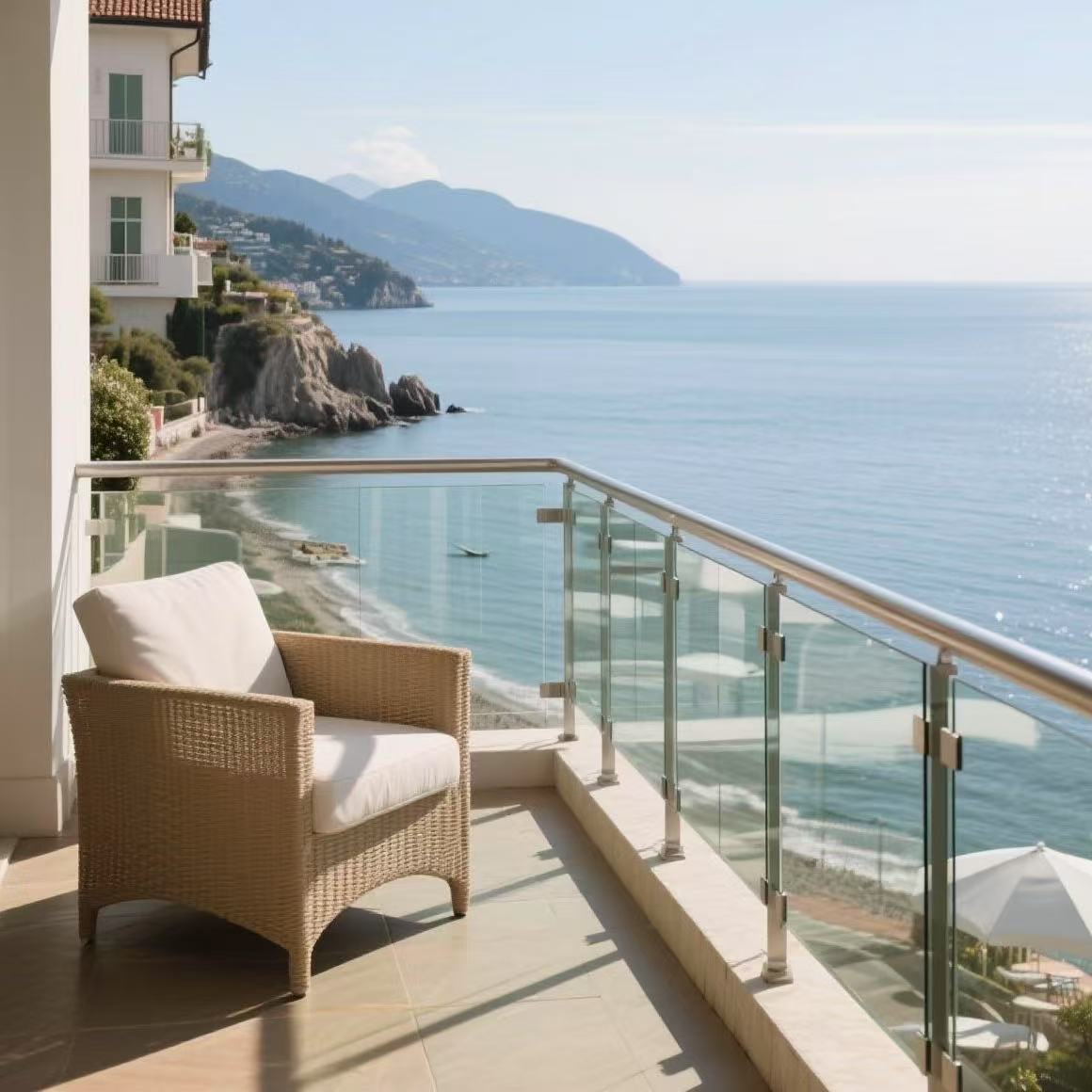HDSAFE Villa Railing Balcony Fence Frameless Glass Handrail For Resort Apartment Aluminum Glass U Channel Glass Fence Deck Balustrade