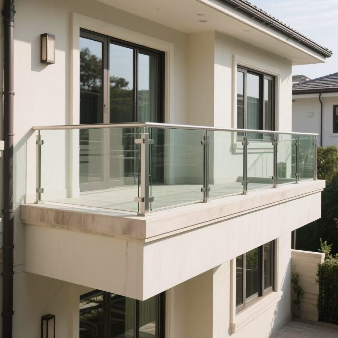 HDSAFE Villa Railing Balcony Fence Frameless Glass Handrail For Resort Apartment Aluminum Glass U Channel Glass Fence Deck Balustrade
