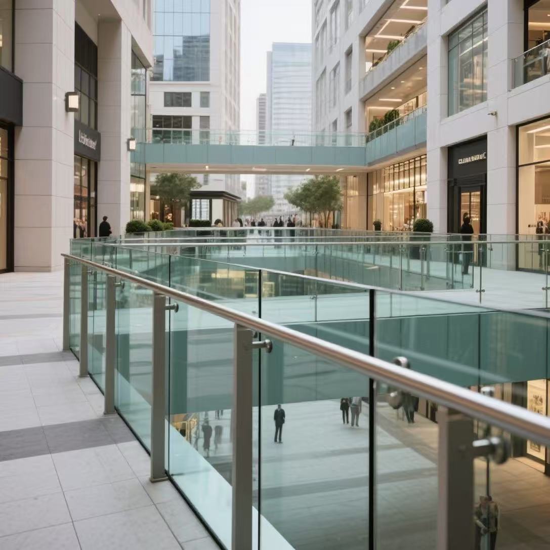 HDSAFE Terrace Aluminum Railing U Channel Balustrade For Villa Mall Hospital Glass Fence Base Porch Deck Glass Railing Balcony Handrail