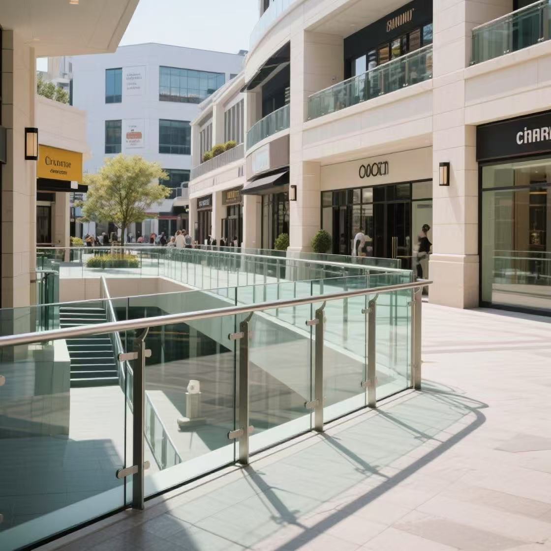 HDSAFE Terrace Aluminum Railing U Channel Balustrade For Villa Mall Hospital Glass Fence Base Porch Deck Glass Railing Balcony Handrail