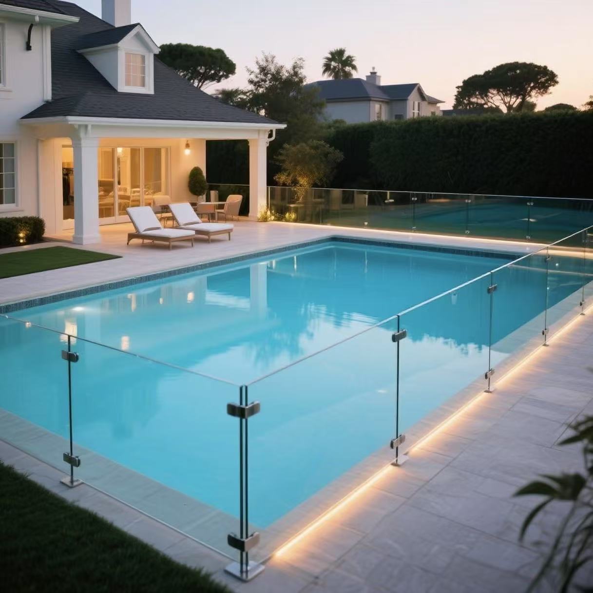 Led Lighted Frameless Aluminium Glass U Channel Railing System Stainless Steel Post Glass For Glass Balcony