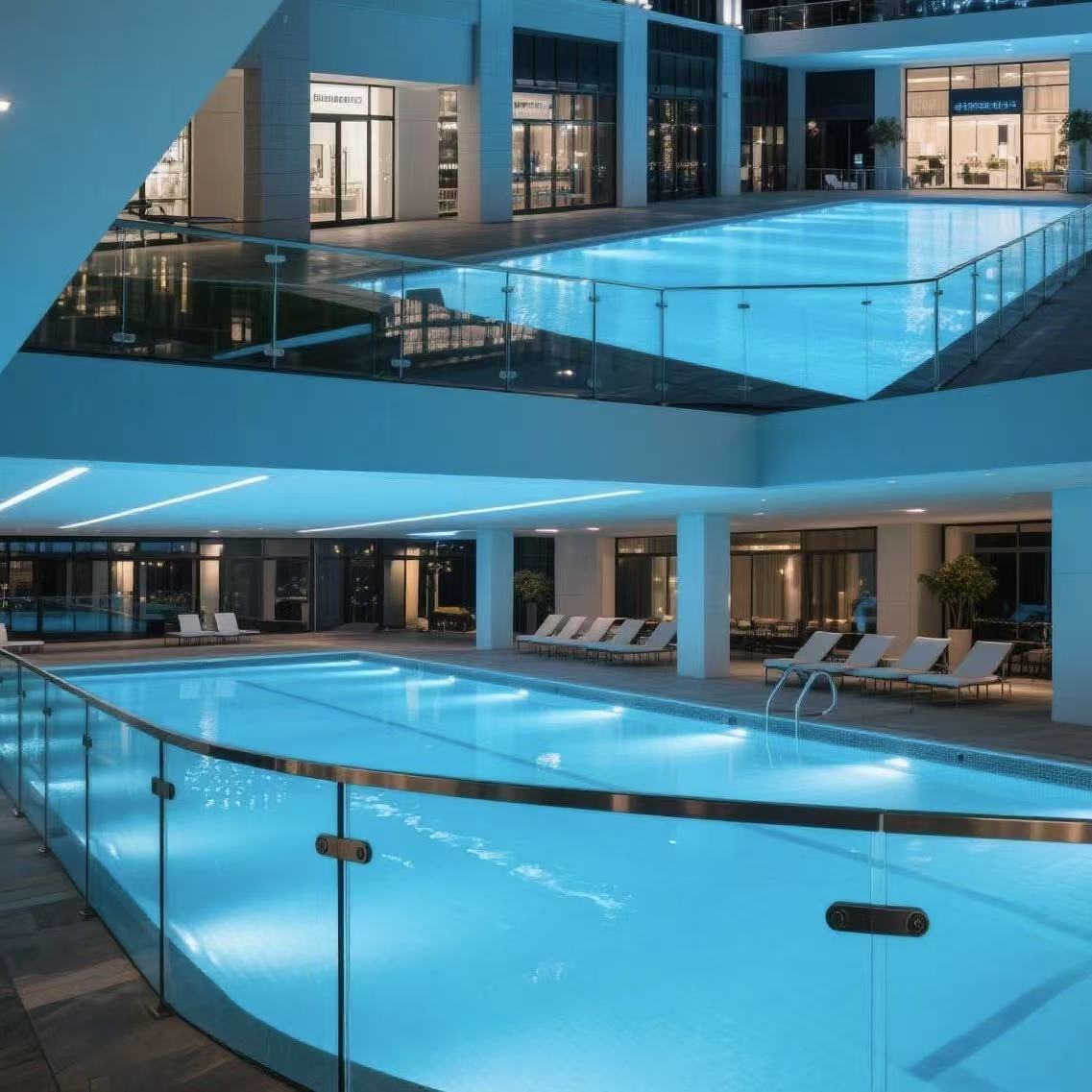 Led Lighted Frameless Aluminium Glass U Channel Railing System Stainless Steel Post Glass For Glass Balcony