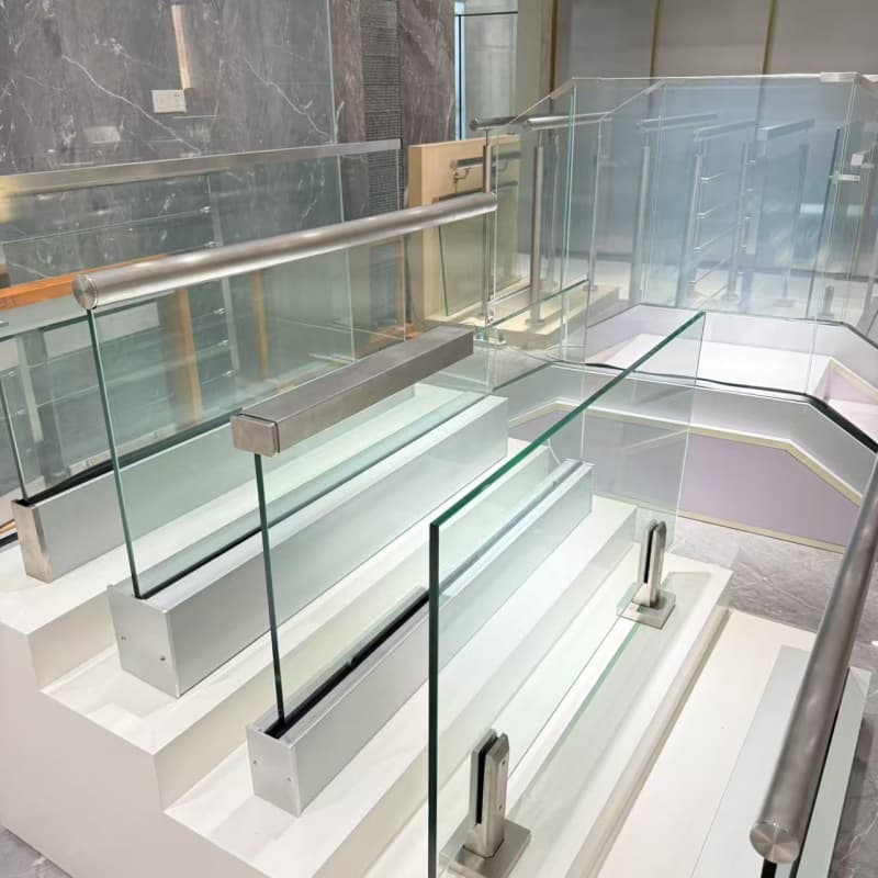 HDSAFE Aluminum SUS 304 Stainless Steel Safety u Channel Glass Handrails For Balcony Aluminum Glass Balustrade U-shape Aluminum Railing