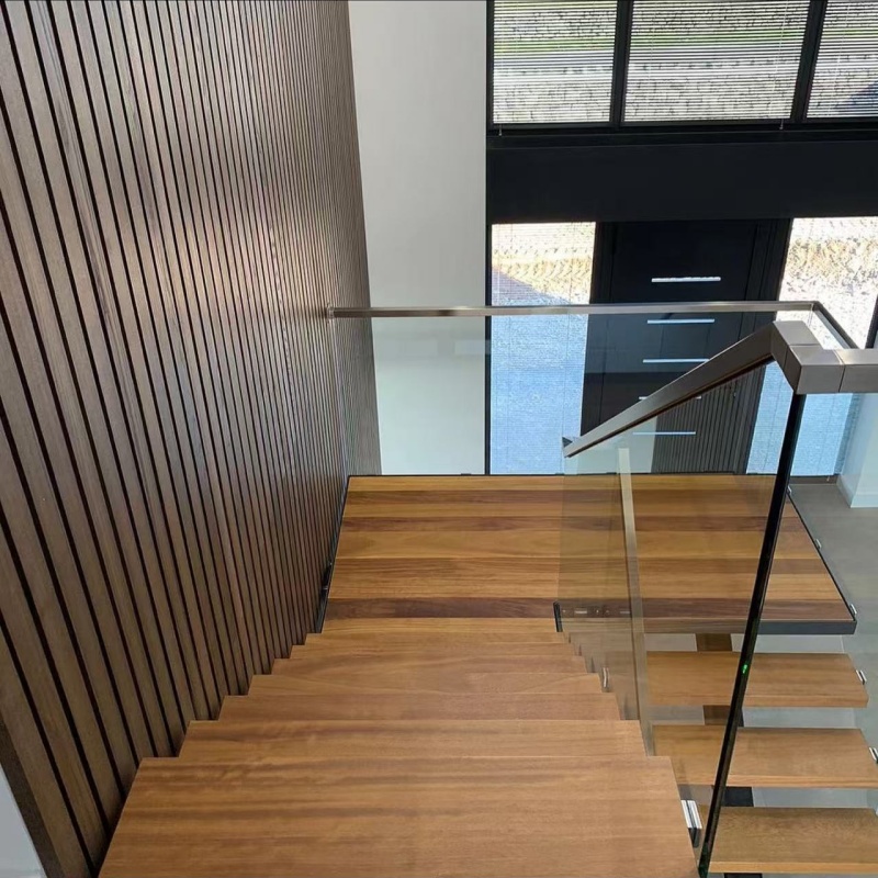 HDSAFE Villa Railing Balcony Fence Frameless Glass Handrail For Resort Apartment