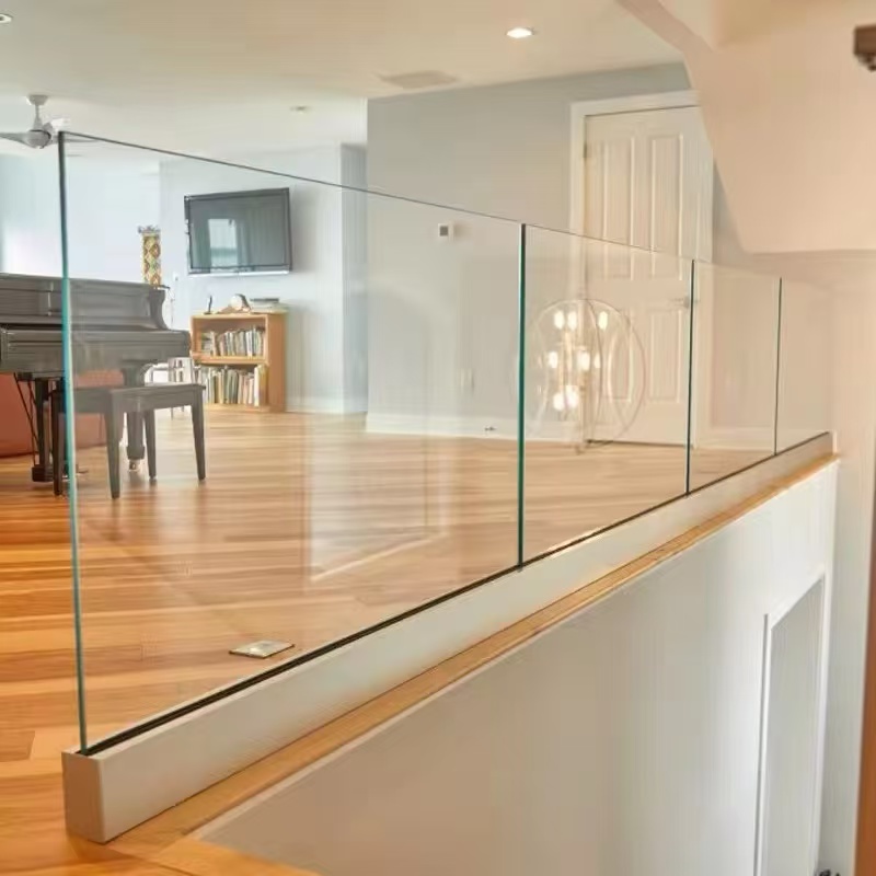 316 Stainless Steel Frameless Aluminum U Channel Glass Railing Balcony Balustrade Fence Railing With Led Light