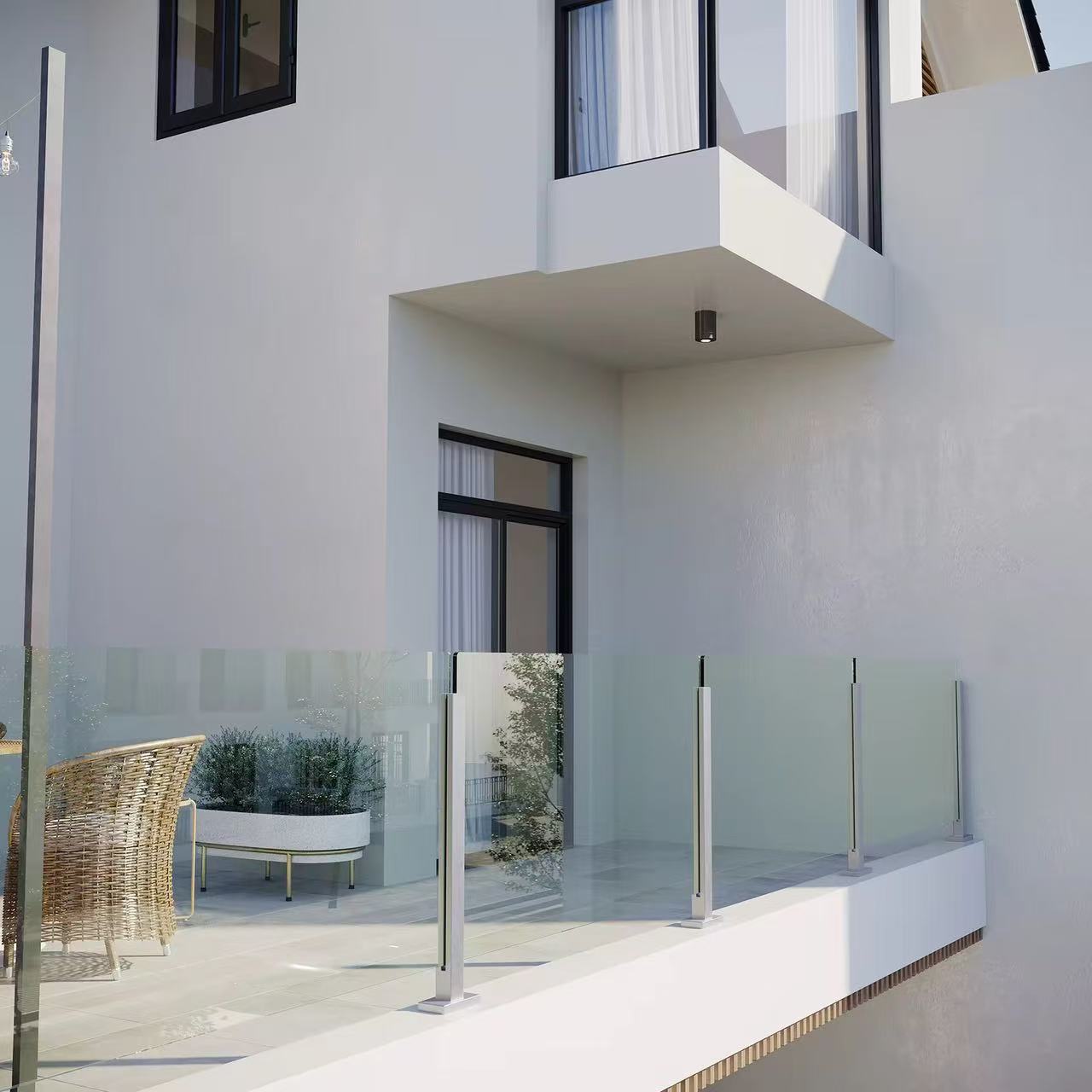 Popular Terrace Balcony Railings Aluminium U Channel LED Light Railings Glass Railing Handrails